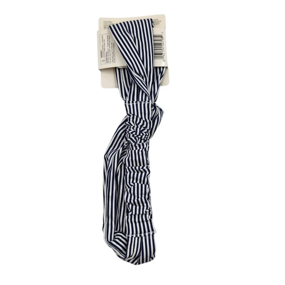 2X Scunci Hair Headwrap White‎ and Navy Blue Stripes 54798 Stretch 1 Pc Each